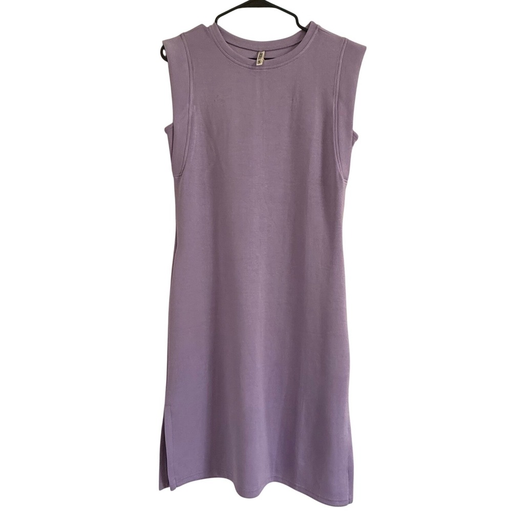 Grecerelle Lavender Purple Padded Shoulder Sleeveless Muscle T-Shirt Dress Small